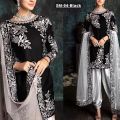 Fancy Embroidered Black Silk Party Wear Dress SM-04 Unstitched. 