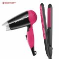 Westpoint 2 in 1 Hair Care Set WF-6912 - Professional Hair Straightener Wet / Dry Straightening Ceramic Flat Iron | Professional Ionic Hair Dryer Hair Blow Dryer for Fast Drying. 