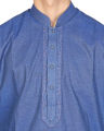 Peter Sham Branded Cotton Ink Blue Embroided Kurta For Men. 