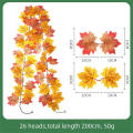 Artificial Fall Leaves Halloween Scenic Area Christmas Autumn Maple Leaf Garland Vine Wedding Maple Leaf Rattan. 