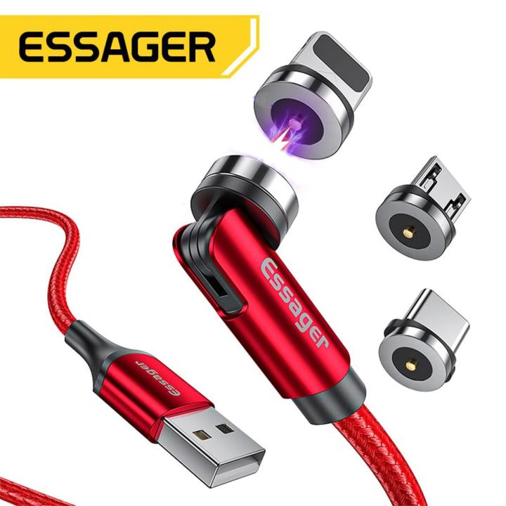 【NEW】 Essager Rotate Magnetic Cable Magnet Charger Micro USB Type C Cable 2.4A Fast Charging Mobile Phone Wire Cord For Iphone Xiaomi