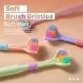 Three-Sided Toothbrush - Soft Bristle Toothbrush with 3 Head Design,3-Headed Tooth Brush for Soft and Gentle Clean Each Tooth Completely. 