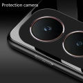 Biruiqu For VIVO Y28 Shockproof Tempered Glass Back Soft Silicone Edge Black Case Cover Casing. 