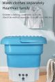 Portable Washing Machine, Mini Foldable Bucket Washer and Spin Dryer for Camping, RV, Travel, Small Spaces, Lightweight and Easy to Carry (Blue). 
