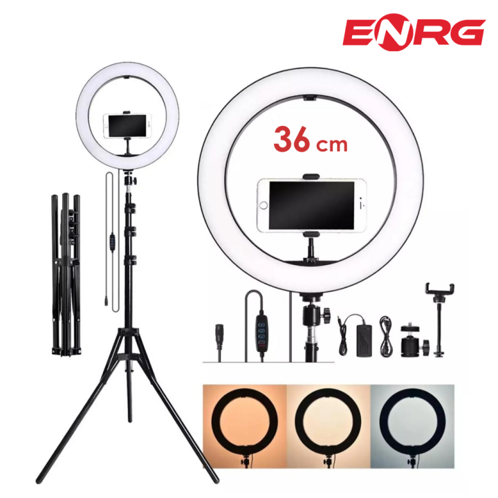 ENRG LED Ring Light 14 Inch \ 36 cm with 7.5ft Metal Tripod Stand And Adjustable Phone Holder