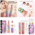 2 In 1 Electric Eyebrow Trimmer Makeup Painless Eye Brow Epilator Mini Shaver Razors Women Portable Facial Body Hair Remover. 