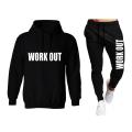 Work Out Printed Winter 2 Piece Set Fleece Stuff Hoodies & Trouser Casual Pullover Top Quality For Men. 