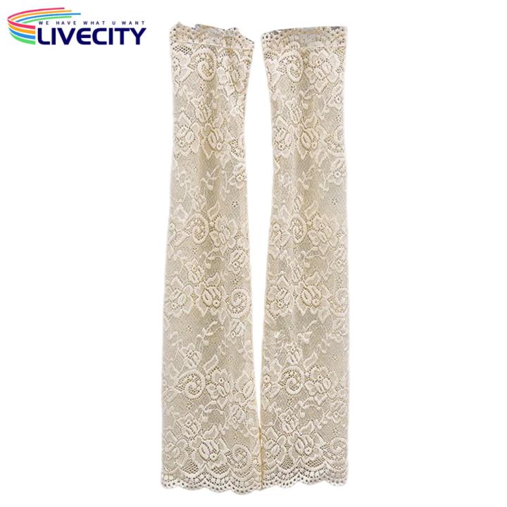 Arm Scar Cover Sleeve Stylish Lace Flower Embroidered Cycling Sun Protection Sleeves Thin Breathable Mesh Arm Covers for Outdoor Activities -uv Arm Sleeves Uv Protection Arm Wear