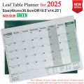 Table Planner for the year 2025 for Monthly, Weekly and Daily planning by Leaf Diaries. 