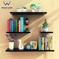 Floating Wooden Wall Shelves by Wood Land Furniture | Wall Mounted Book Storage Rack for Home and Office Decor | Stylish White & Black Floating Shelves. 