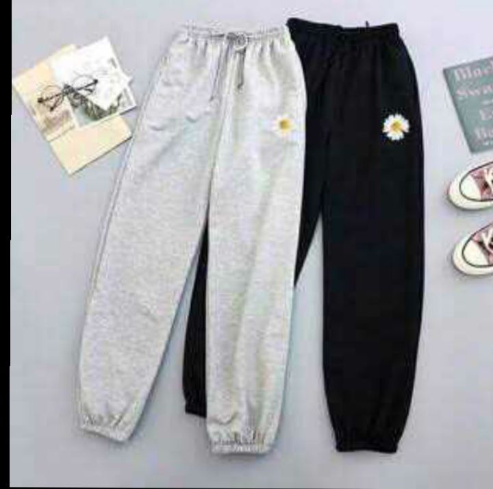 Pack Of 2 Flower Printed Stylish Jersy Trouser For Girls & Women - Elevate Your Style With Flower Printed Fleece Trousers