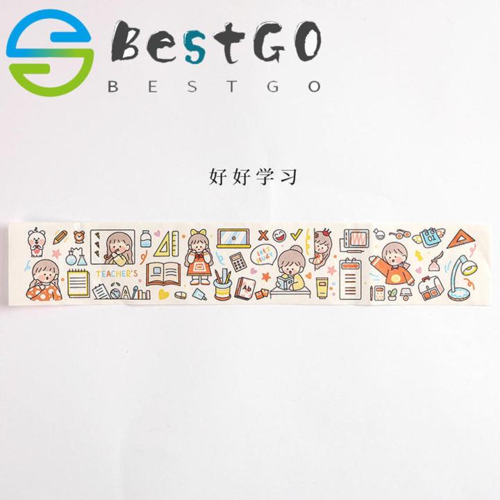 【BestGO】Mohamm 65mm x 390mm Cartoon Washi Masking Tape Simple Character Scrapbooking Stationary School Supplies Decoration