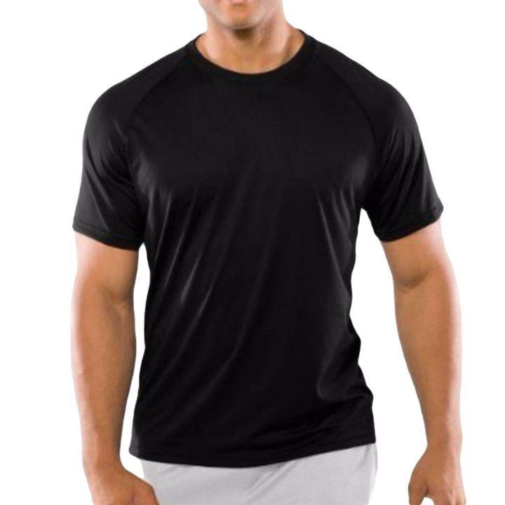 Black T Shirts for Men Plain Jersey Cotton Short Sleeves Tee Shirts for Daily Use Round Neck Shirt Casual Use