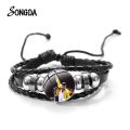 New Freddie Mercury Leather Bracelet Braided Beaded Bracelets Bangle Glass Cabochon Hot Band Queen Lead Singer Photo Multilayer. 