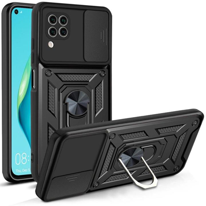 Huawei Nova 7i P40 Lite Armor Ring Slide Kickstand Cover with Push Pull Window Camera Protection