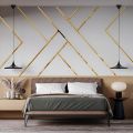 Acrylic Golden Stripe Mirror Wall Sticker DIY Geometric Removable 1x96 Inch. 