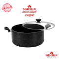 Sonex Induction Galaxy Casserole 28cm – Non-Stick Marble Coating (Inner & Outer), Induction Base Handi with Glass Lid – Premium Nonstick Cookware. 