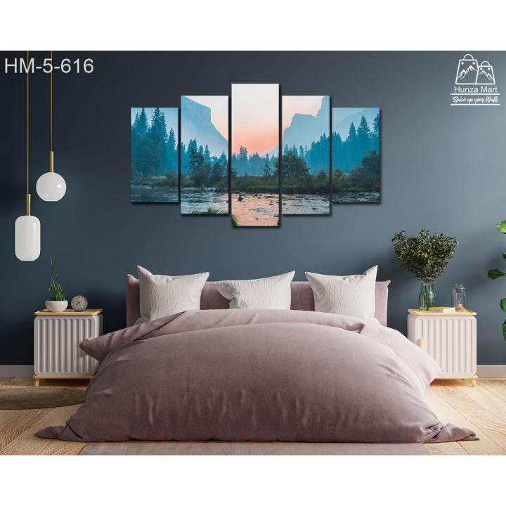 Mountain and Lake Nature Landscape 5 Pieces Modern Canvas Painting Wall Art The Picture For Home Decoration  Artwork For Wall Decor 5S-616