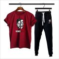 MONEY HEIST Printed Men's Clothing Summer Breathable T-Shirt and Black Trouser Gym wear and comfortable. 