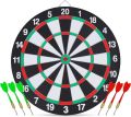 Dart Board Set Double Sided Target Shooting Board Game with 6 Steel Plastic Darts for Adults Kids, Rooms, Family 16 Inches. 