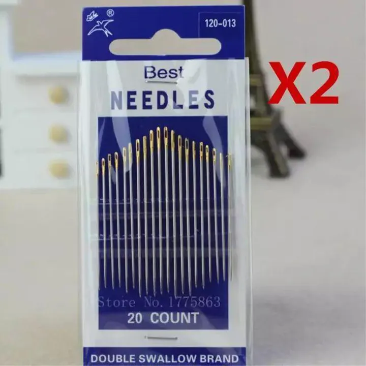Needle Stitcher 2Pack=(40Pcs) High Quality Hand Sewing Needles Stitcher Thread Harness ...