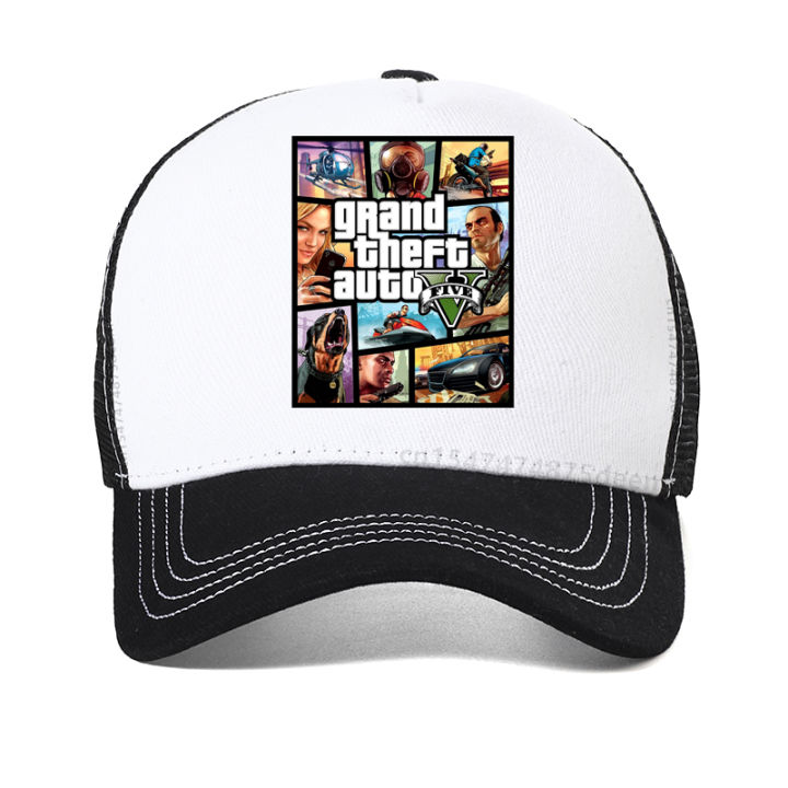 【AMG DEDL MALL】Grand Theft Auto Game GTA 5 cap fashion gta5 fans Mesh breathable Snapback hats Bone Garros