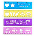 PACK OF 4 STENCIL SCALE SET- Student Scale Set- 4Pcs Candy Color Cute Art Graphics Symbols Drawing Template Ruler 15CM-. 