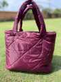Quilted Tote Handbag Lightweight 31x28cm with Inner Zip Pocket Durable Fabric Casual Shoulder Bag for Daily Use. 
