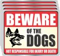 Beware of Dog Sticker - 8" x 10" Large Matte Finish Laminated Vinyl Decals Warning Sign for Door Gate. 