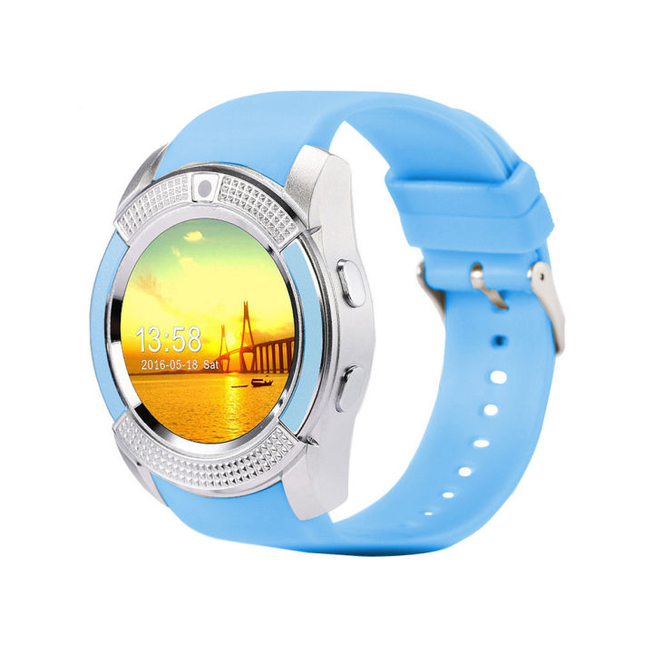 V8 Men Women Smart Watch Sleeping Monitoring Pedometer With 1.22 Inch Round Screen HD Camera Fitness Watch