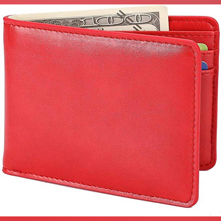 Leather Wallet For Men (RED) 100% ORIGINAL
