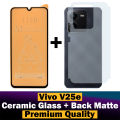 Vivo Y25e Matte Glass Protector Ceramic Glass + Back Protector Carbon Fiber Matte Soft Skin Sheet For Vivo Y25e. 