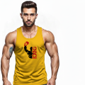 Black Cotton Jersey Printed Gym Sando Tanks Top For Men. 