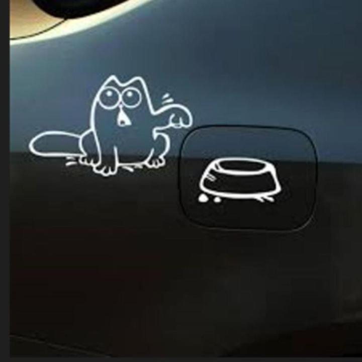 simons cat (white) sticker for all cars fuel tank cap , bumper stickers and decals , cars exterior acessories
