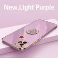 For Itel Vision 1 Plus / Itel P36 / Itel P36 Pro Back Cover with Ring Holder Stand Luxury 6D Plating Square Frame Shiny Case Camera Lens Protection Soft Silicone Mobile Phone Cases. 