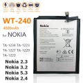 Nokia 2.3 (TA-1211, TA-1214, TA-1206, TA-1209) Battery Replacement WT240 Battery with 4000mAh Capacity_Silver. 