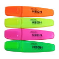 Dollar Neon Highlighter Pen (4-pcs/pack) Text marker - Chisel Tip 1-5mm, Fluorescent Ink, Round & Flat Shapes, Non-Toxic & Fade Proof, 1mm + 5mm Line Widths – Perfect for Office, School, and Home | Dollar Highlighter. 