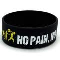1PC New Style No Pain No Gain Silicone Wristband Wide Band Motto Rubber Bracelets Bangles Armband Gift For Men. 