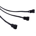 Copper 3 Way PWM 4Pin/3Pin Computer Fan Power Sleeved Splitter Extension Cable. 