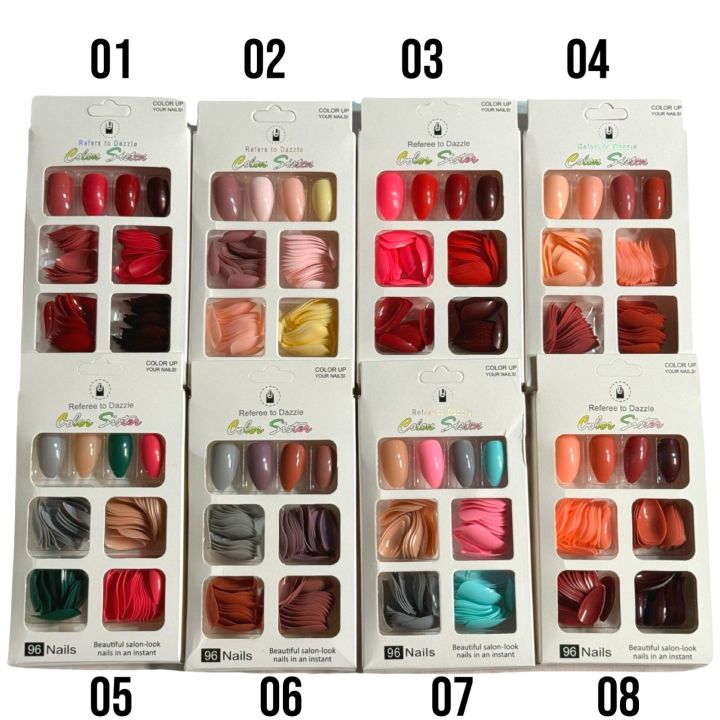 8 Multi Colors 96 pieces nails