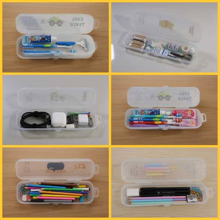 Transparent Plastic Stationery Case – Durable Storage Box for Kids, Students & Professionals
