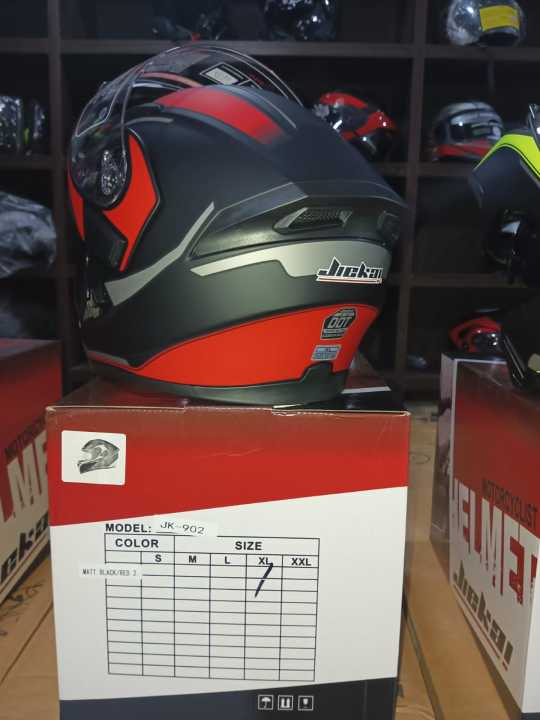 Helmet%20Jiekai%20JK-902%20FlipUp%20Dual%20Visor%20DOT%20Approved%20Black%20Red&Grey%20Graphic%20-%20Image%204