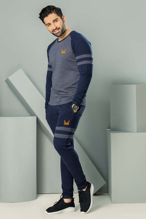 Limited Edition Fullsleeve Cotton Track suit for men - Denim Navy ...