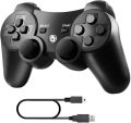 JAMSWALL Controller for Ps-3, Wireless Bluetooth Controller Gamepad Joystick Double Vibrating Controller for p-s-3 with Charger Cable Cord. 
