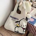 Cute Girly Cartoon Pochacco Good Quality Woman Large White Top-handle Shoulder Bag Canvas Tote Bag Shopping Bag.