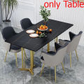 Modern Dining Table Dining White and Black Marble Effect Sheet Rectangle Shape. 