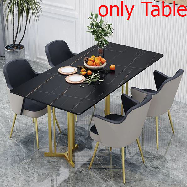 Modern Dining Table Dining White and Black Marble Effect Sheet Rectangle Shape