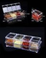 Acrylic Home Kitchen 4 Grid Acrylic Seasoning Spice Box Kit with Spoon - Kitchen Masala Storage Box Container Seasoning Organizers Jars (Transparent). 