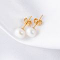 KEEMEEUYZO Real 925 Sterling Silver Earrings Natural Freshwater Pearl Stud Errings Gold Jewelry For Women Fashion Birthday Gift. 