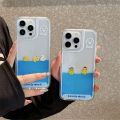 Floating Blue Liquid Quicksand Cartoon Duck Icon Case Cover For iPhone 15 Pro Max 14 11 12 13 Soft Frame Hard Back Clear Coque. 